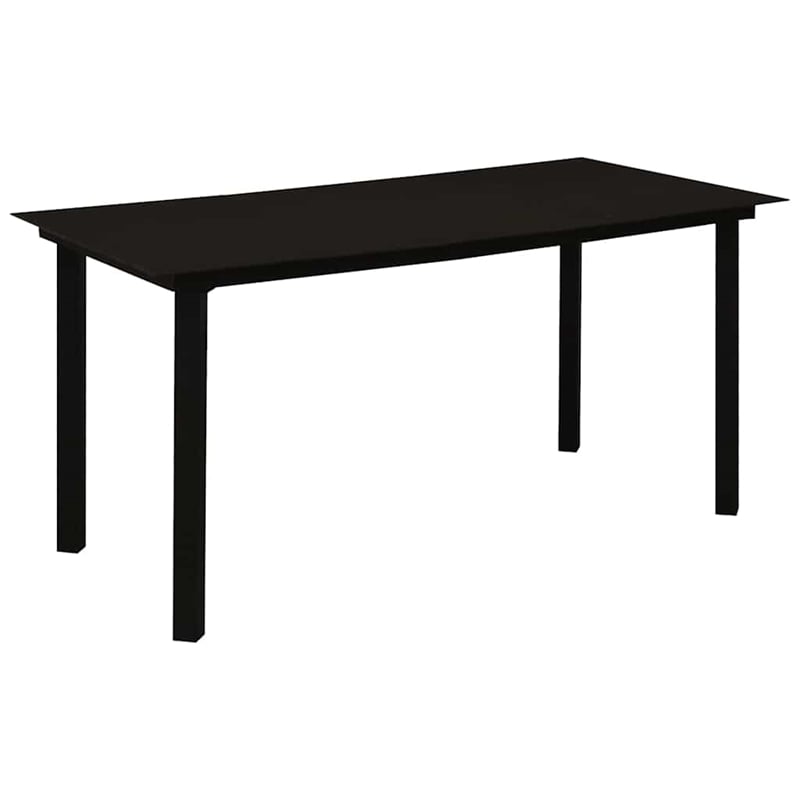 vidaXL Cotton Rope/Powder-Coated Steel/Tempered Glass Dining Set in Black