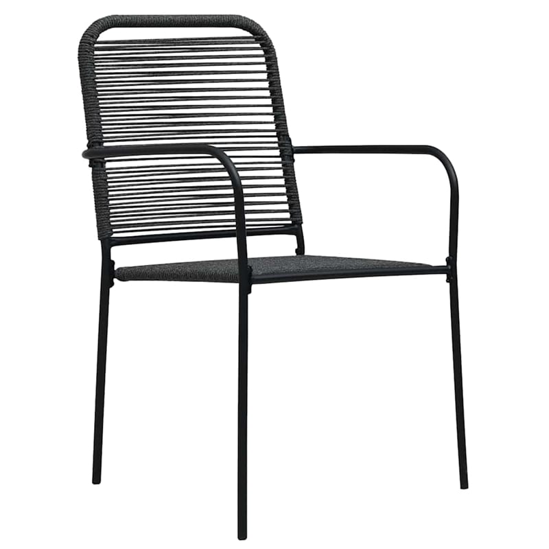 vidaXL Cotton Rope/Powder-Coated Steel/Tempered Glass Dining Set in Black