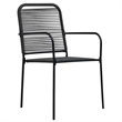 vidaXL Cotton Rope/Powder-Coated Steel/Tempered Glass Dining Set in Black