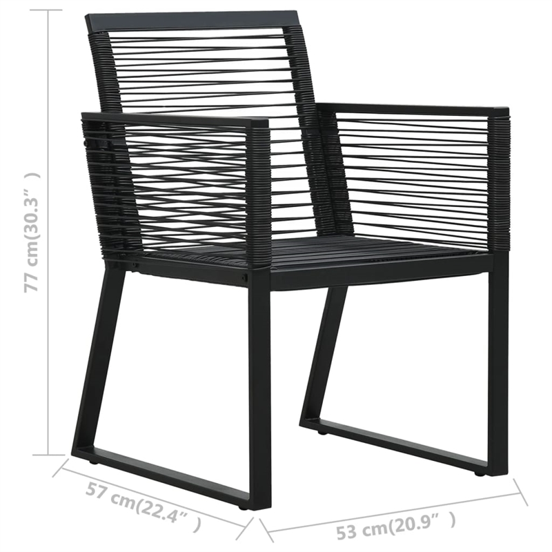 vidaXL PVC Rattan/Powder-Coated Steel/Glass Dining Set in Black