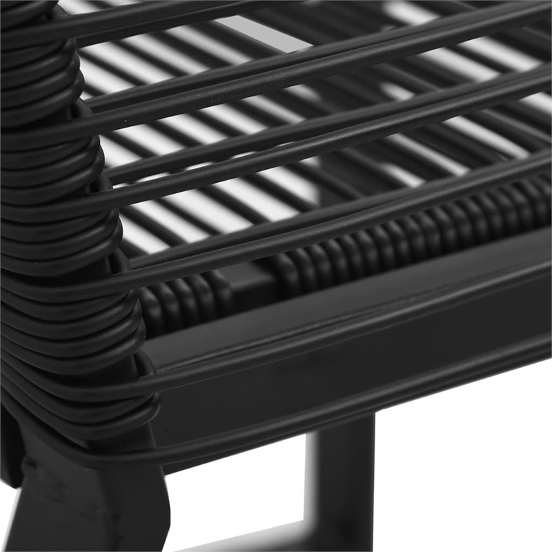 vidaXL PVC Rattan/Powder-Coated Steel/Glass Dining Set in Black