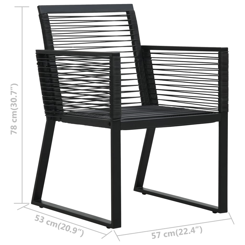 vidaXL PVC Rattan/Powder-Coated Steel/Glass Medium Dining Set in Black