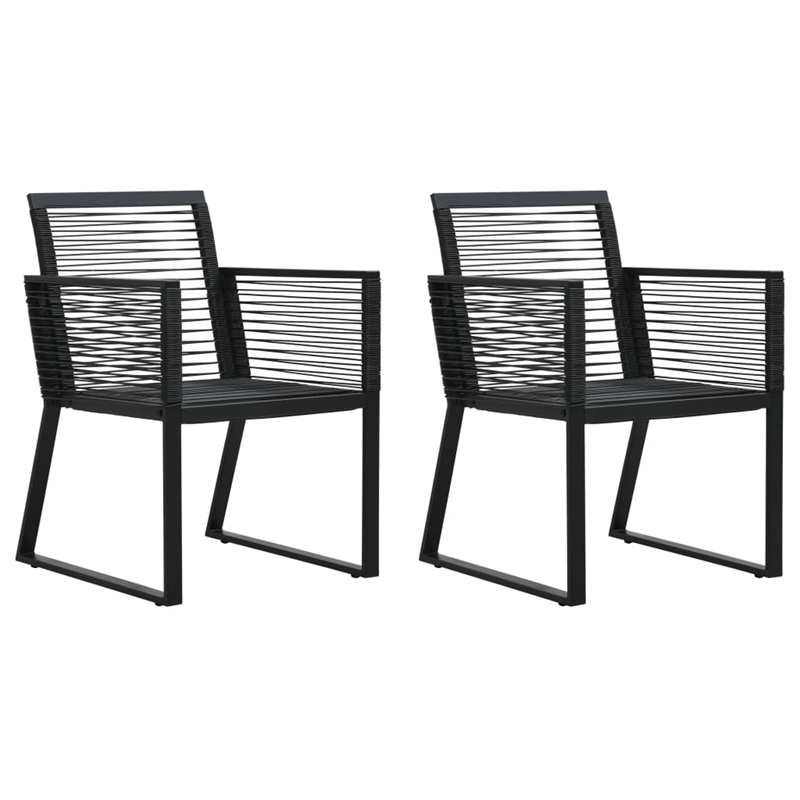 vidaXL PVC Rattan/Powder-Coated Steel/Glass Medium Dining Set in Black