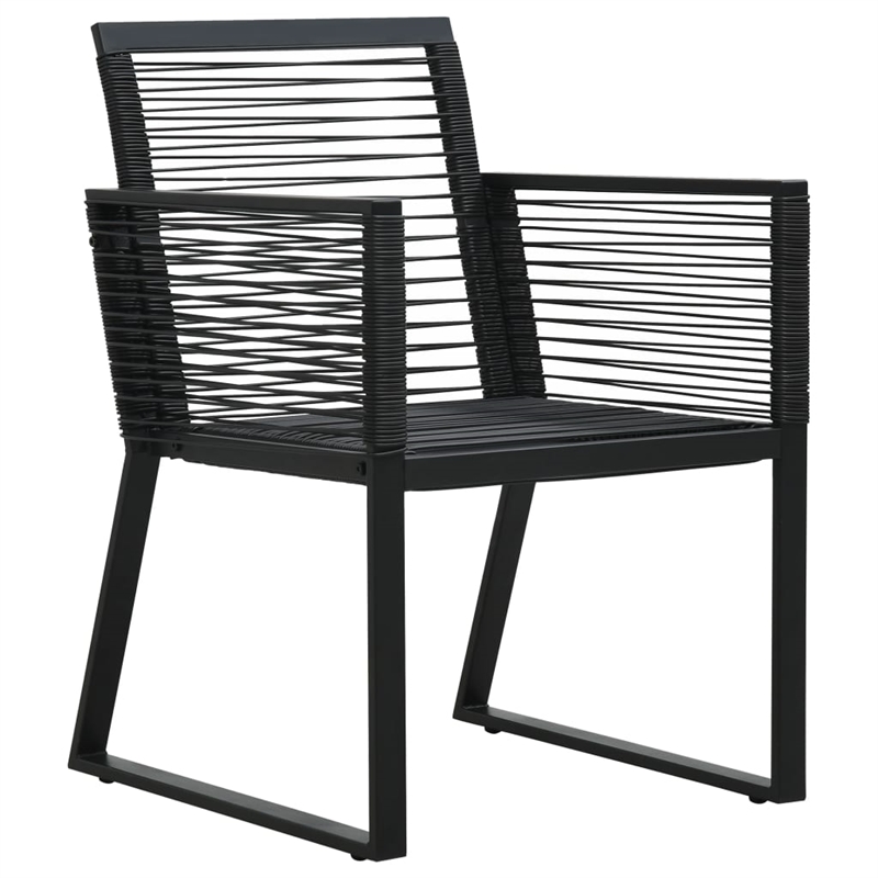 vidaXL PVC Rattan/Powder-Coated Steel/Glass Medium Dining Set in Black