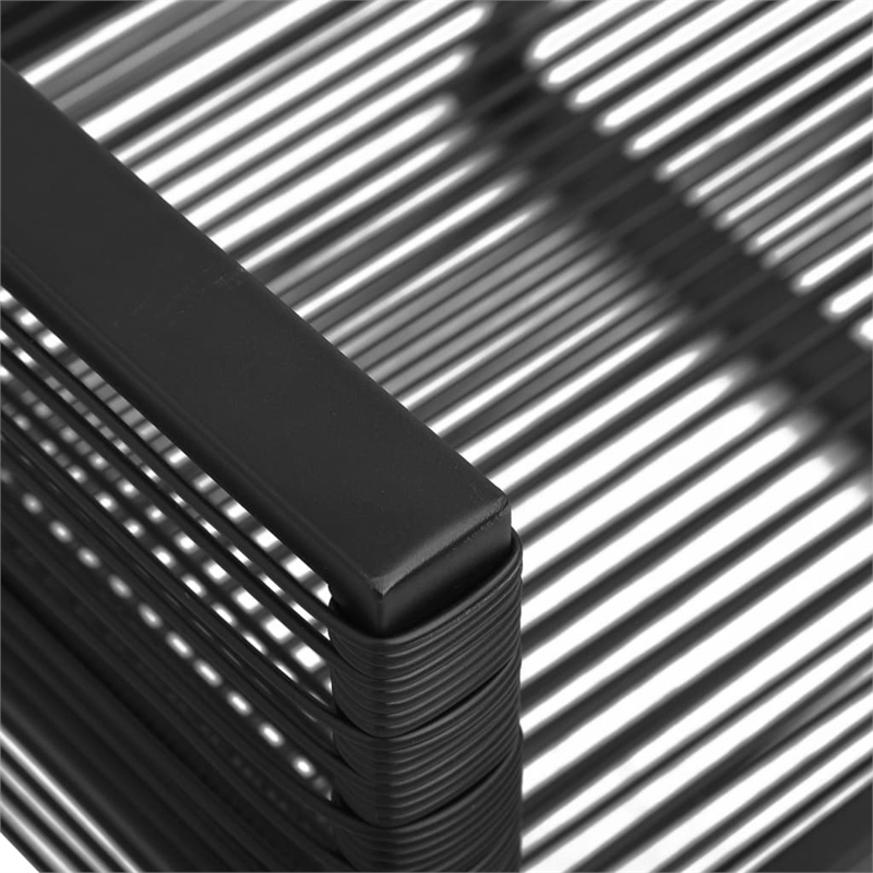 vidaXL PVC Rattan/Powder-Coated Steel/Glass Medium Dining Set in Black