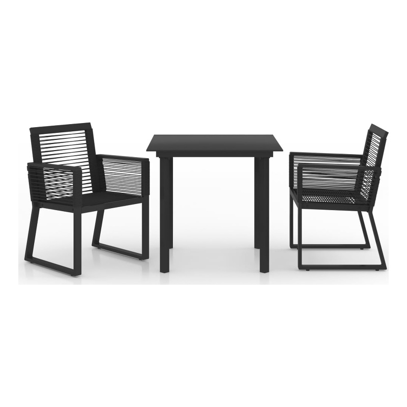 vidaXL PVC Rattan/Powder-Coated Steel/Glass Medium Dining Set in Black