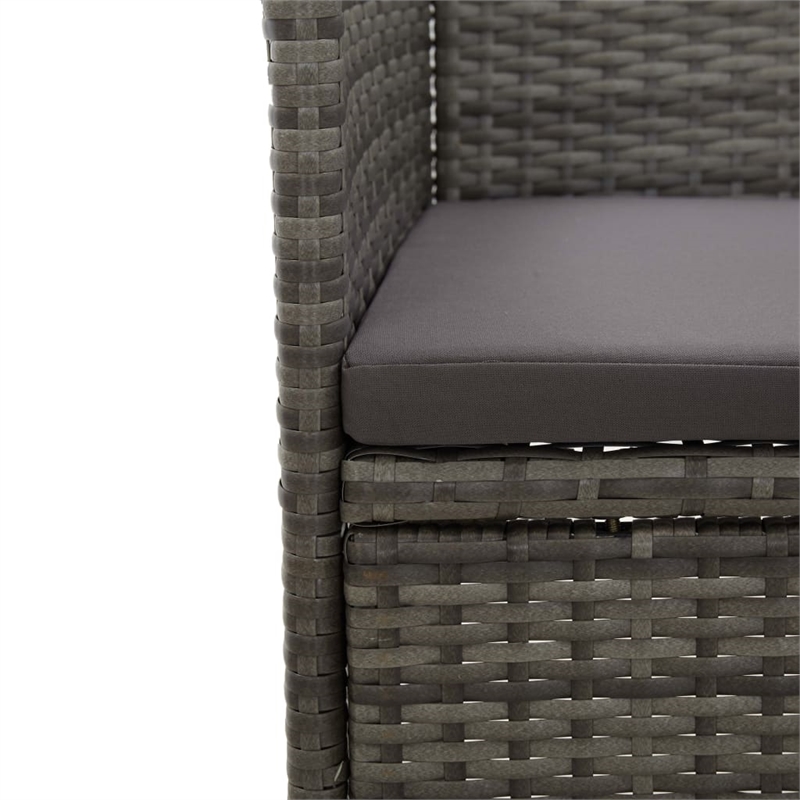 vidaXL Dining Set in Gray w/ Poly Rattan Small Removable Covers