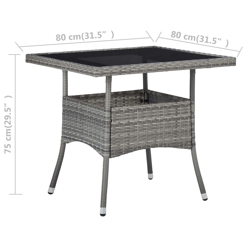 vidaXL Dining Set in Gray w/ Poly Rattan Small Removable Covers