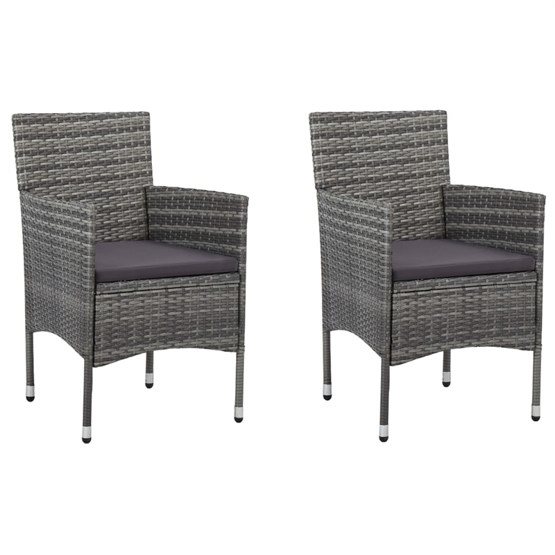 vidaXL Dining Set in Gray w/ Poly Rattan Small Removable Covers