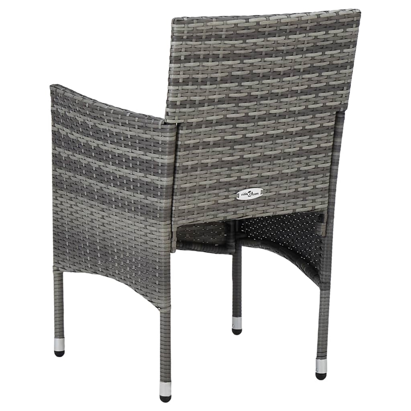 vidaXL Dining Set in Gray w/ Poly Rattan Small Removable Covers