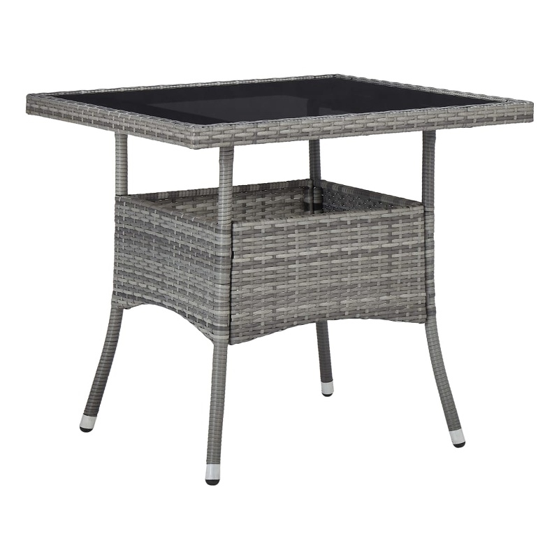 vidaXL Dining Set in Gray w/ Poly Rattan Small Removable Covers