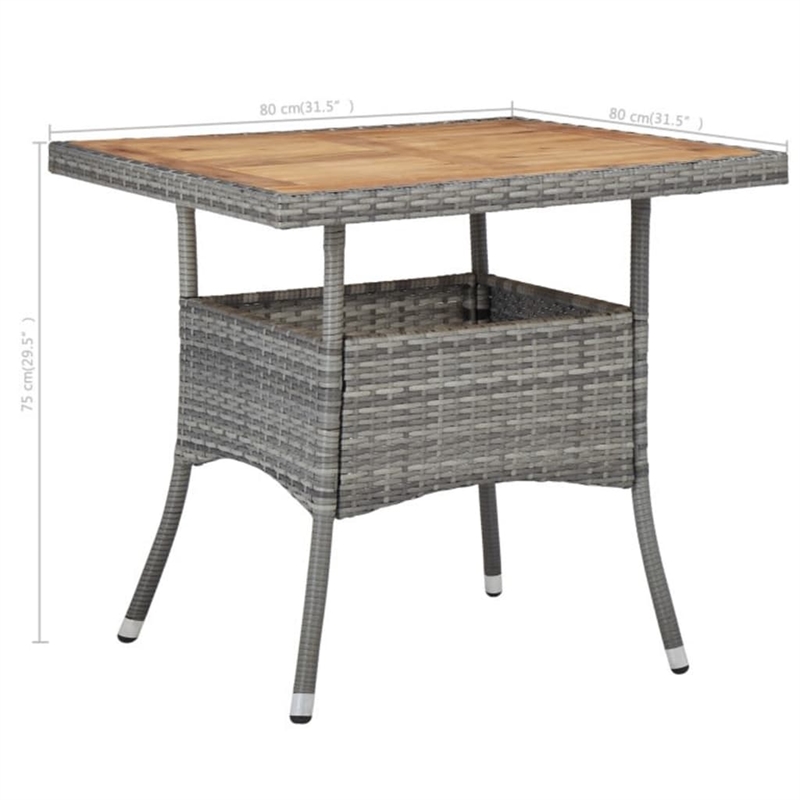 vidaXL Dining Set in Gray/Brown w/Poly Rattan/Acacia Wood/Powder-Coated Steel