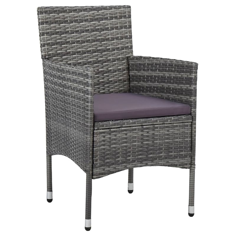 vidaXL Dining Set in Gray/Brown w/Poly Rattan/Acacia Wood/Powder-Coated Steel