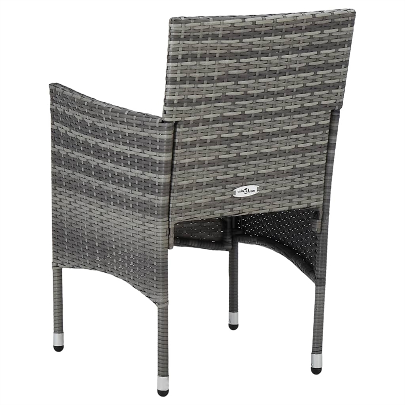 vidaXL Dining Set in Gray/Brown w/Poly Rattan/Acacia Wood/Powder-Coated Steel
