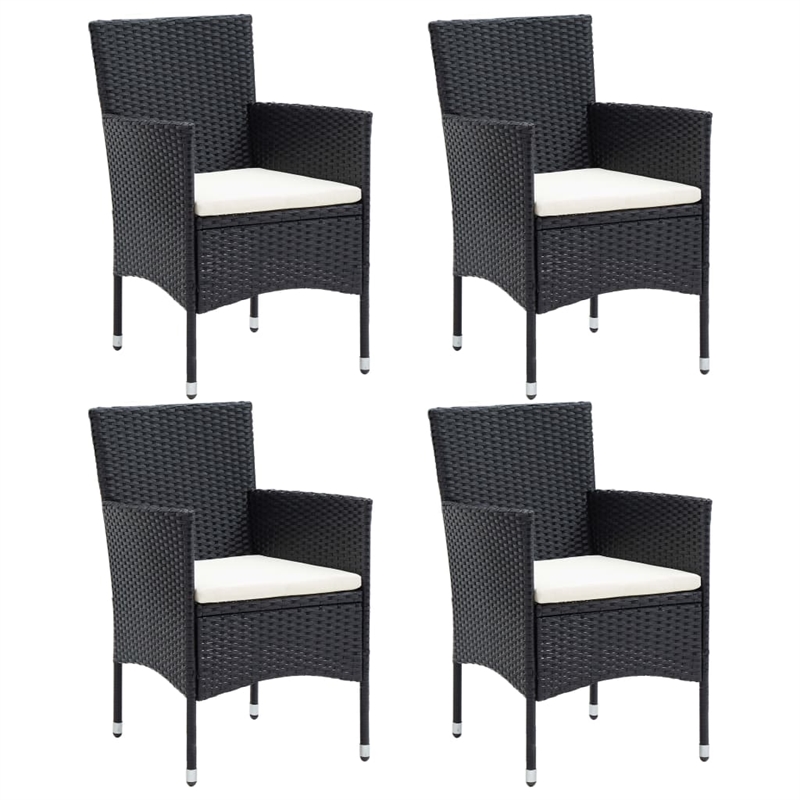 vidaXL Poly Rattan 5 Piec Dining Set in Blacke Set w/ Removable Covers