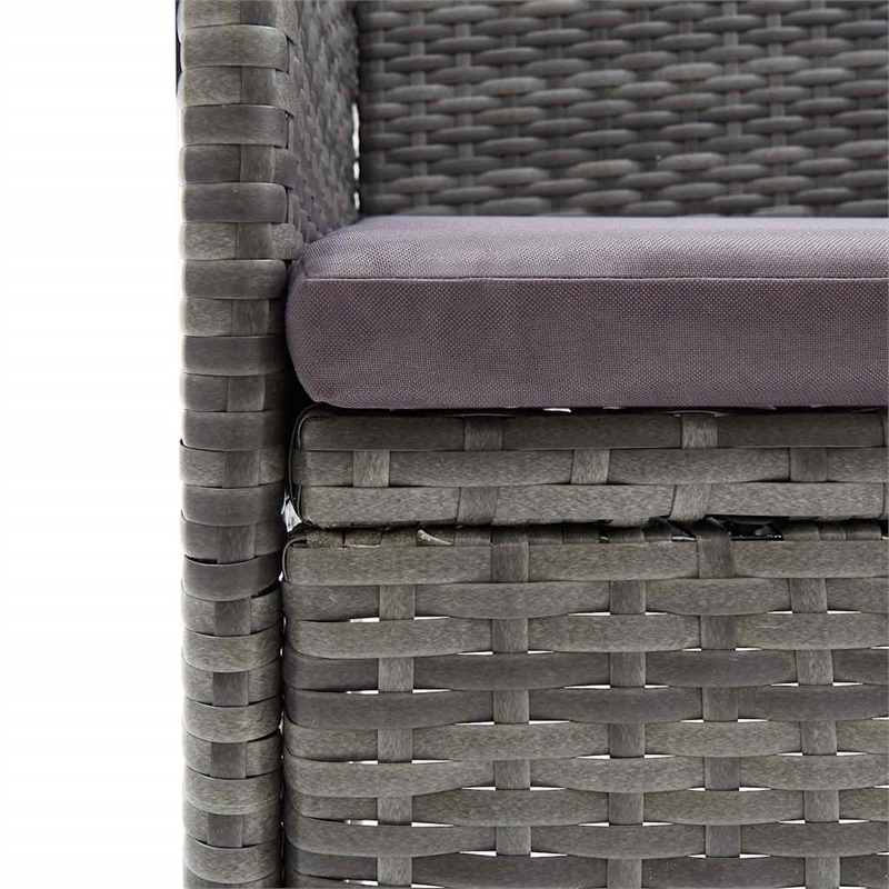 vidaXL Dining Set in Gray w/ Poly Rattan/Tempered Glass/Powder-Coated Steel