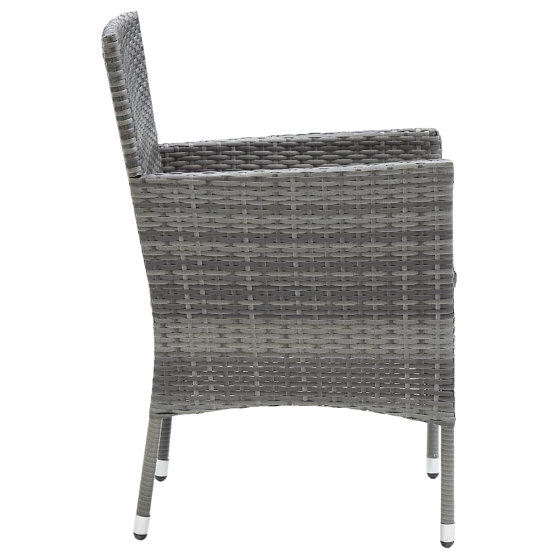 vidaXL Dining Set in Gray w/ Poly Rattan/Tempered Glass/Powder-Coated Steel