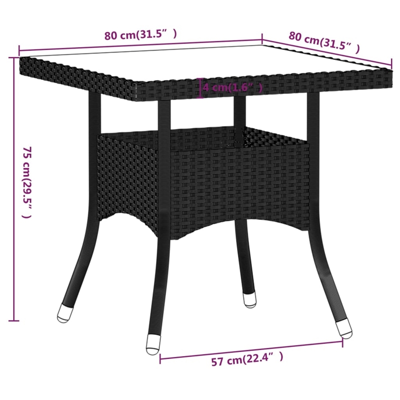 vidaXL Garden Dining Set in Black Poly Rattan Small Breathable Design