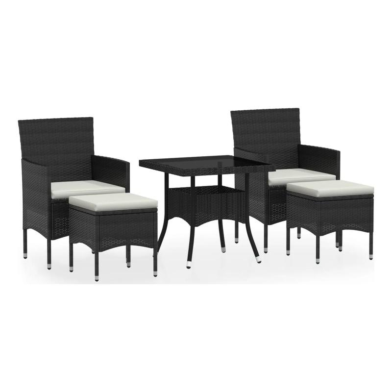 vidaXL Garden Dining Set in Black Poly Rattan Small Breathable Design