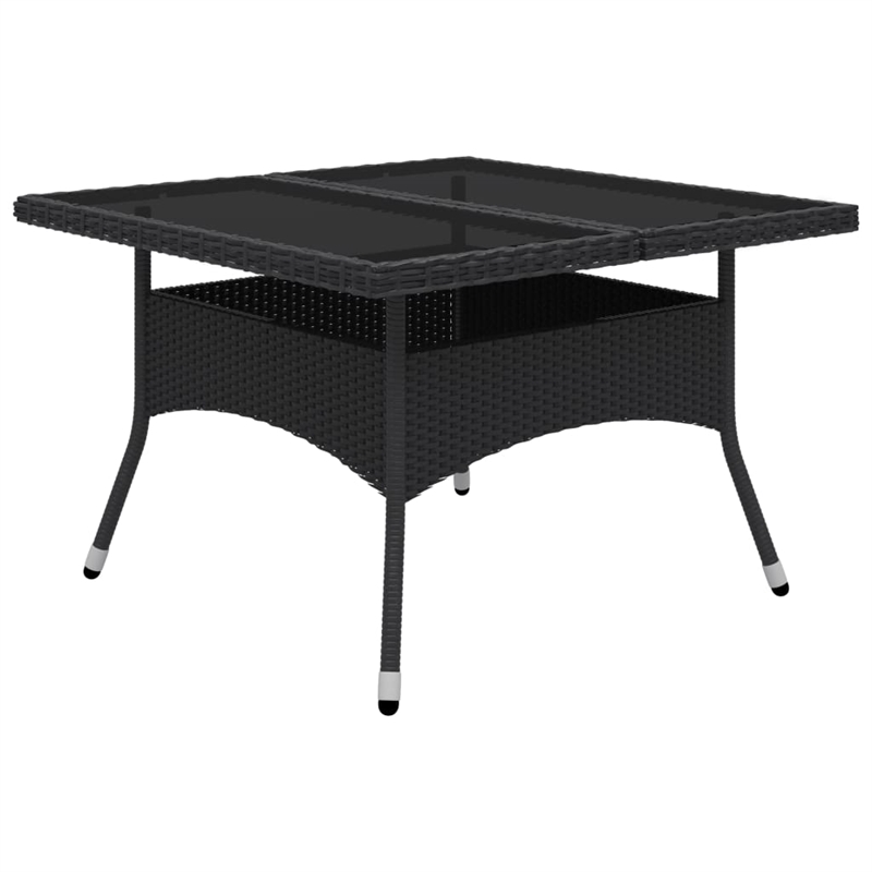 vidaXL Dining Set in Black Poly Rattan Large Removable Covers