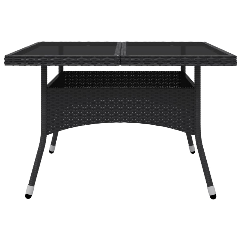 vidaXL Dining Set in Black Poly Rattan Large Removable Covers