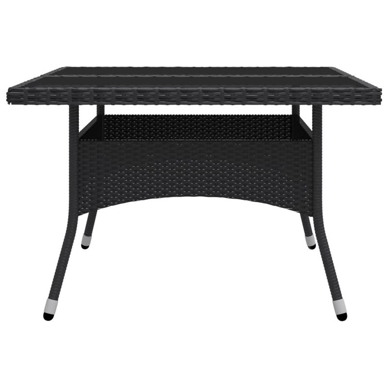 vidaXL Dining Set in Black Poly Rattan Large Removable Covers
