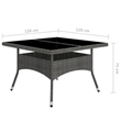 vidaXL Dining Set in Gray Poly Rattan/Tempered Glass/Powder-Coated Steel