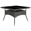 vidaXL Dining Set in Gray Poly Rattan/Tempered Glass/Powder-Coated Steel