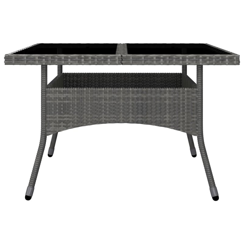 vidaXL Dining Set in Gray Poly Rattan/Tempered Glass/Powder-Coated Steel
