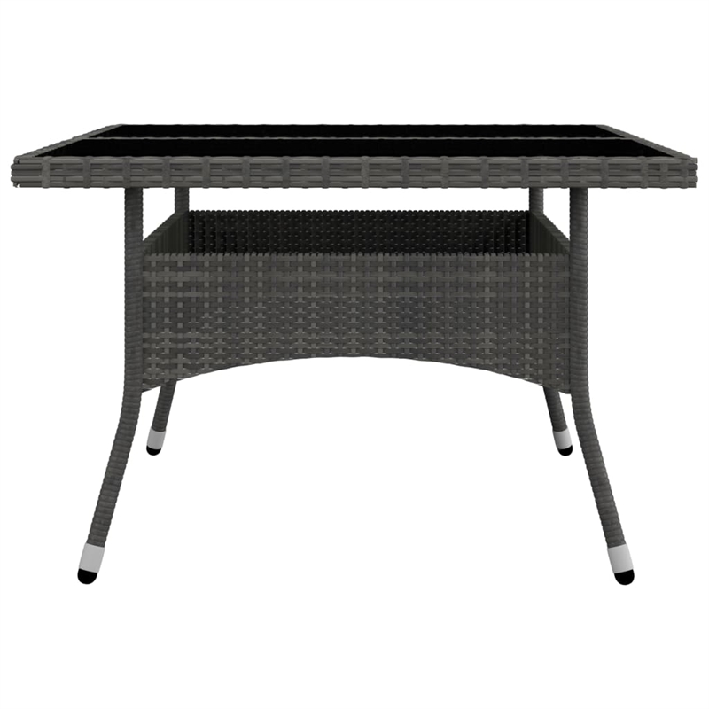 vidaXL Dining Set in Gray Poly Rattan/Tempered Glass/Powder-Coated Steel