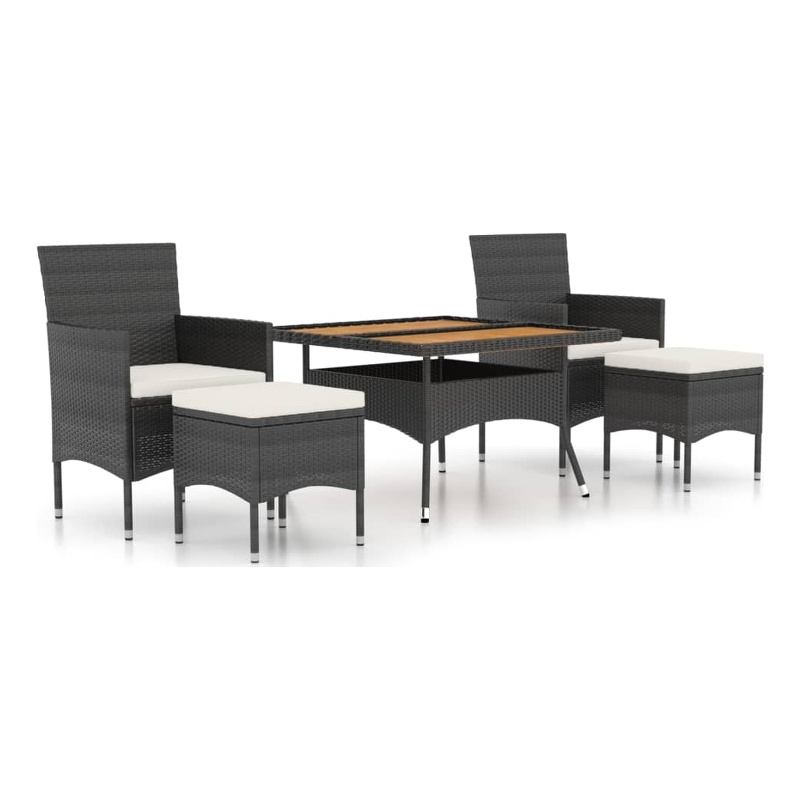 vidaXL Garden Dining Set in Black and Cream White