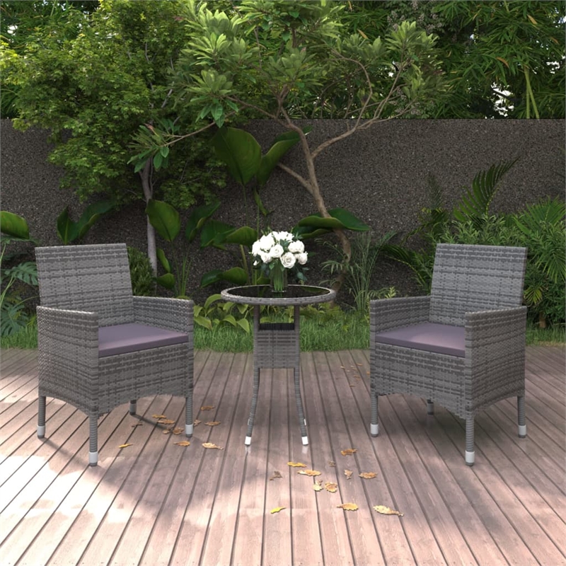 vidaXL Garden Dining Set in Gray Poly Rattan Compact Durable