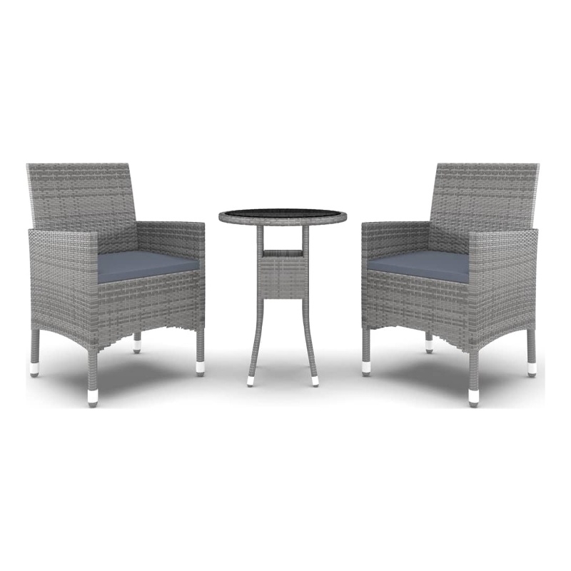 vidaXL Garden Dining Set in Gray Poly Rattan Compact Durable