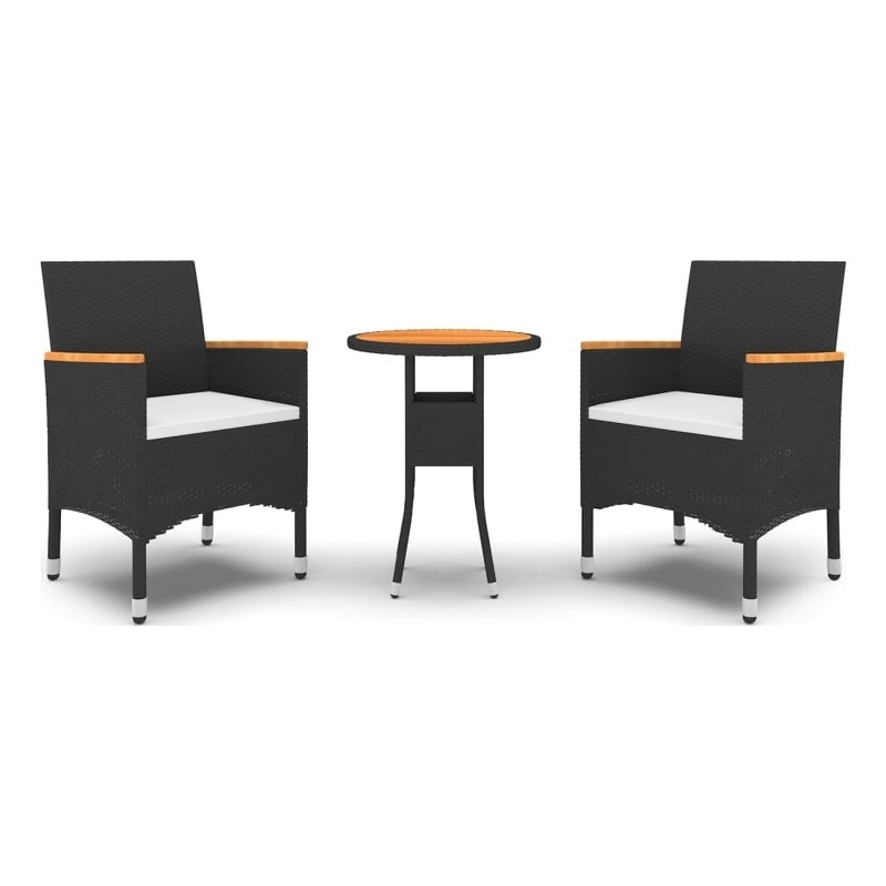 vidaXL Garden Dining Set in Black/Cream White