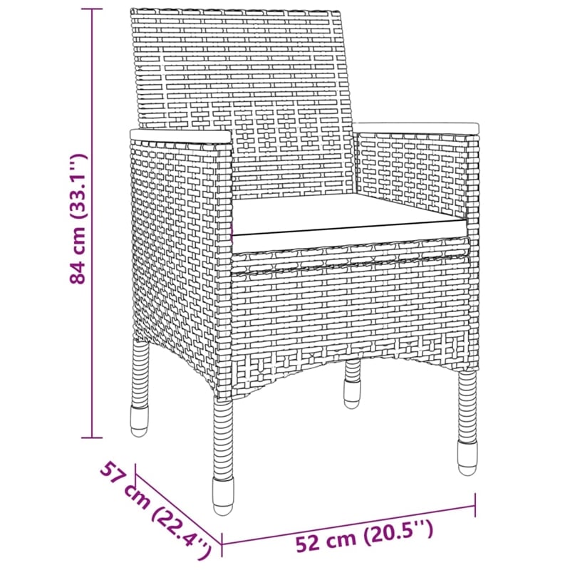 vidaXL Garden Dining Set in Black/Cream White