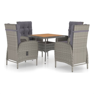 vidaXL Poly Rattan Garden Dining Set in Gray
