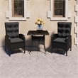 vidaXL Garden Dining Set in Black Poly Rattan/Steel/Glass/Fabric