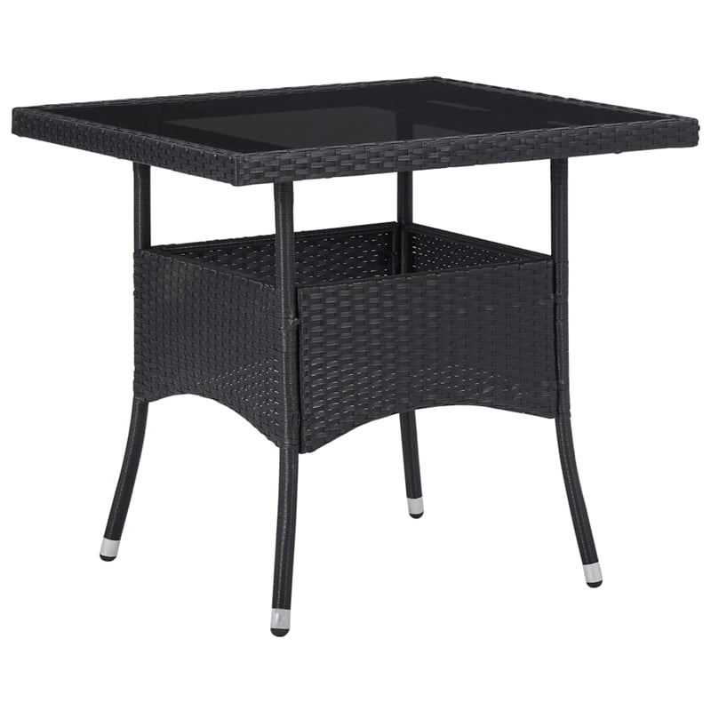 vidaXL Garden Dining Set in Black Poly Rattan/Steel/Glass/Fabric