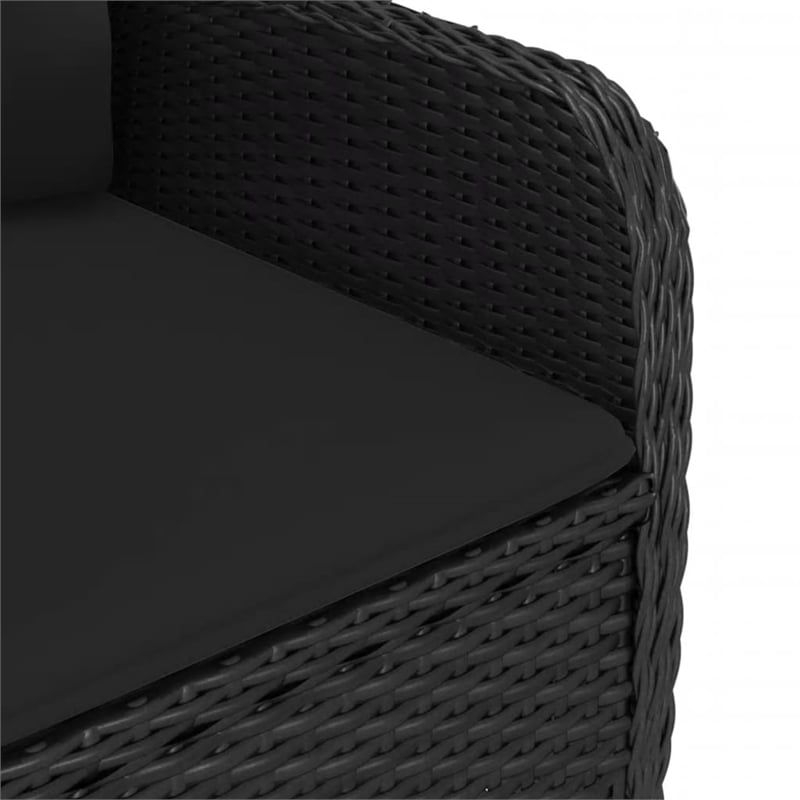 vidaXL Garden Dining Set in Black Poly Rattan/Steel/Glass/Fabric