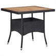 vidaXL Garden Dining Set in Black Poly Rattan/Steel/Acacia Wood/Polyester