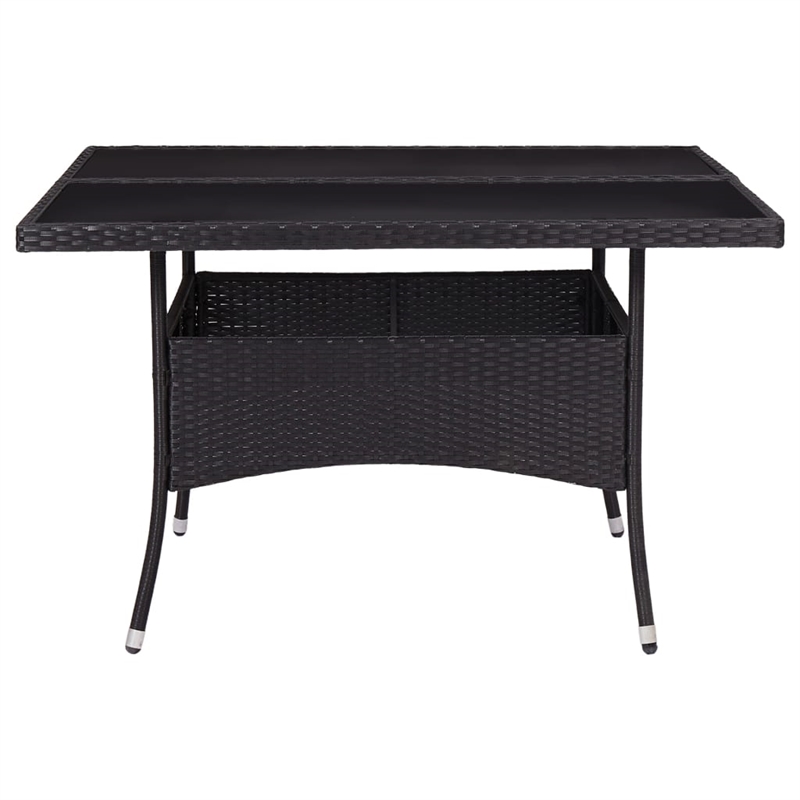 vidaXL Garden Dining Set in Black Poly Rattan/Steel/Glass/Fabric Large