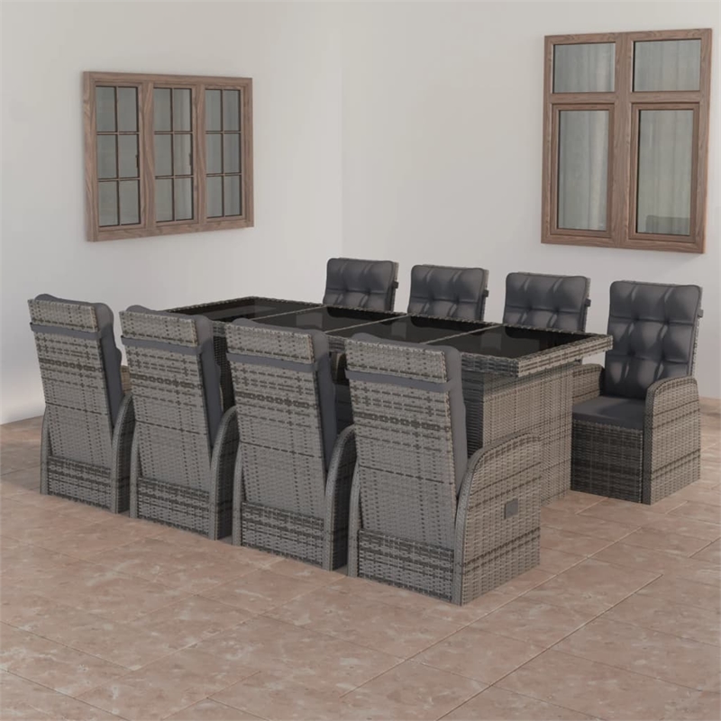vidaXL Outdoor Dining Set in Gray/Dark Gray