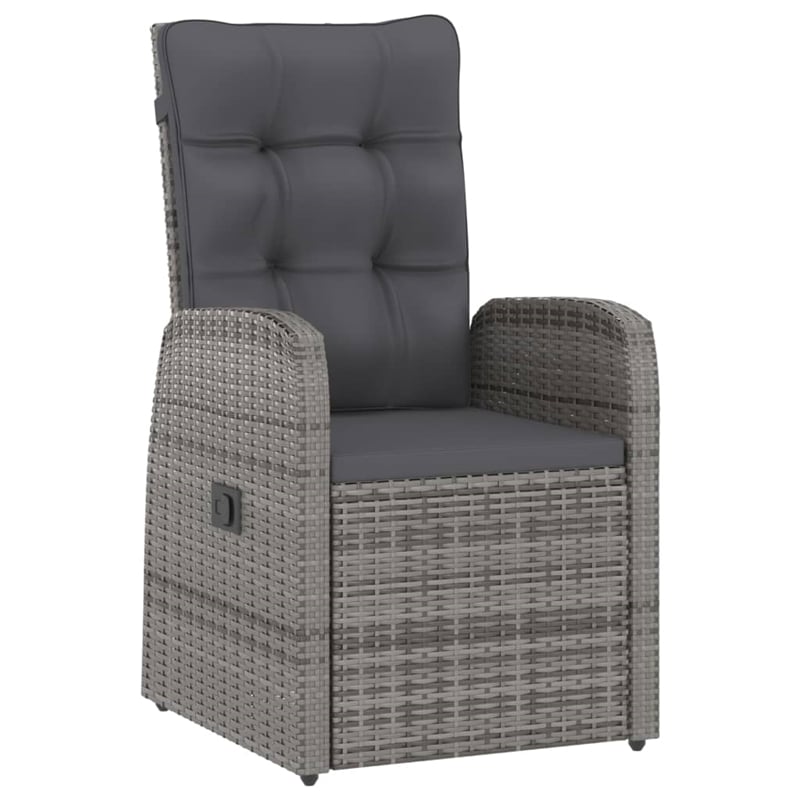 vidaXL Outdoor Dining Set in Gray Poly Rattan/Dark Gray Cushion