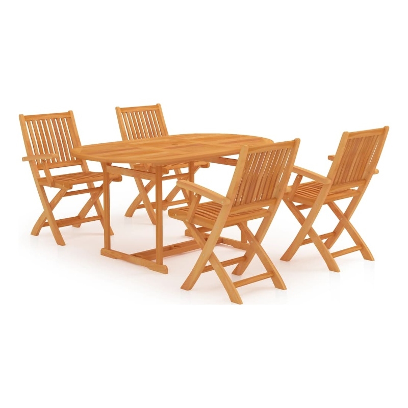 vidaXL Garden Dining Set in Warm Brown Fine Sanded Teak Hardwood Medium