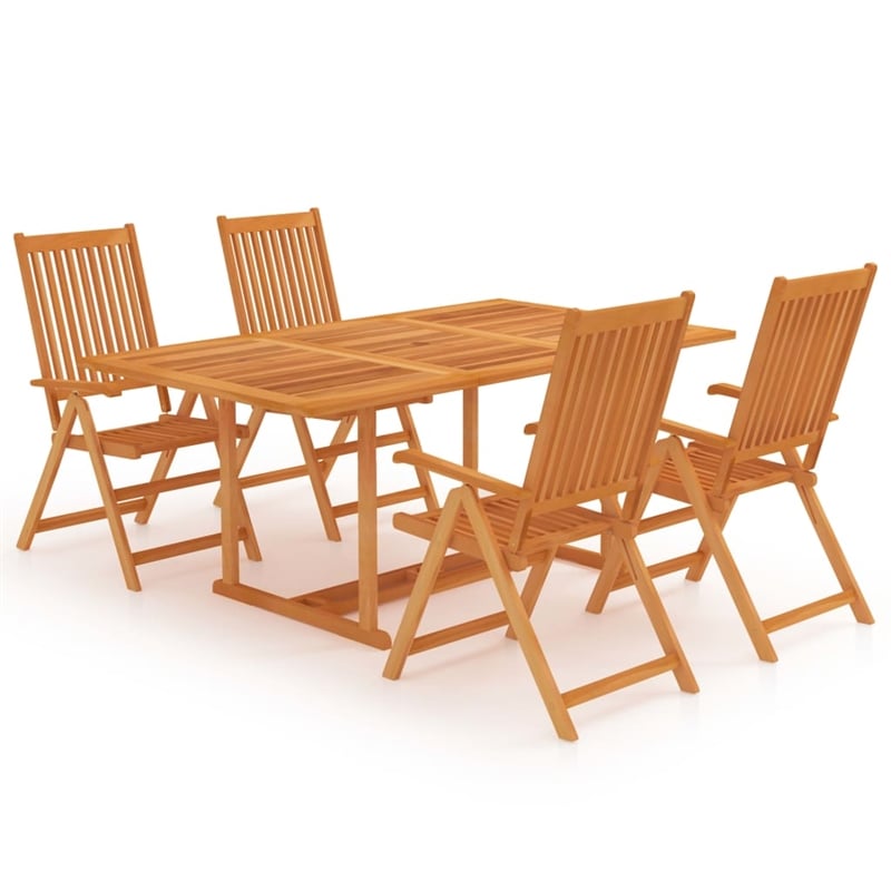 vidaXL Garden Dining Set in Warm Brown Solid Teak Wood Medium
