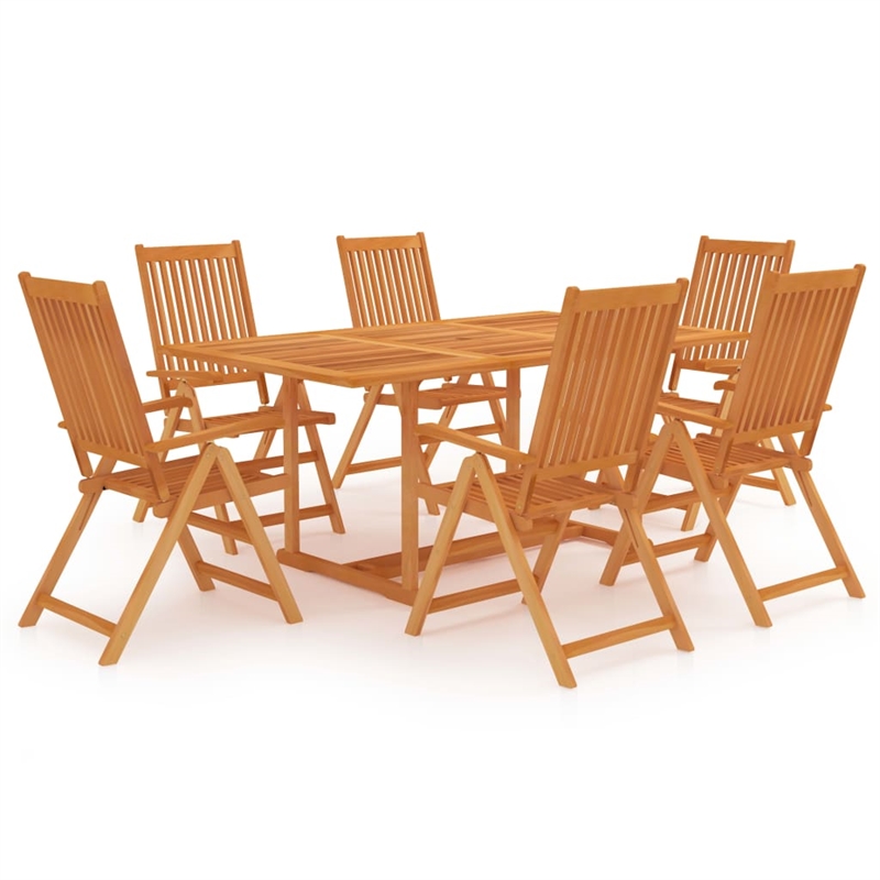 vidaXL Fine Sanded Teak Hardwood 7-Piece Set Garden Dining Set in Warm Brown
