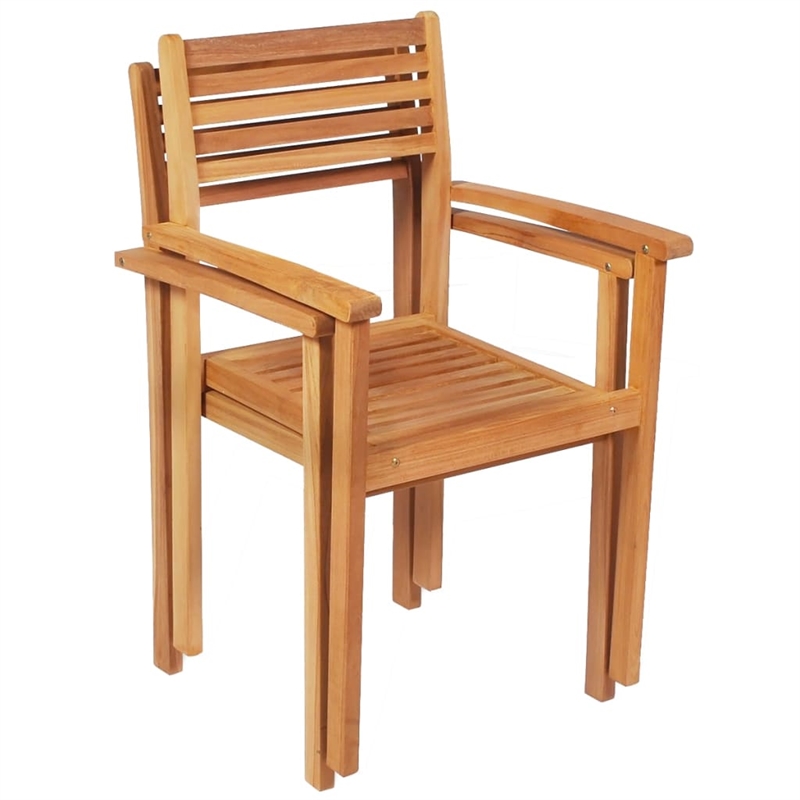 vidaXL Solid Teak Wood Large Stackable Garden Dining Set in Warm Brown