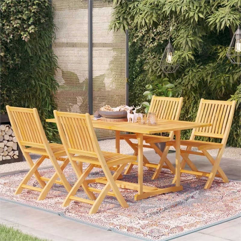 vidaXL Finely Sanded Teak Hardwood Garden Dining Set in Warm Brown