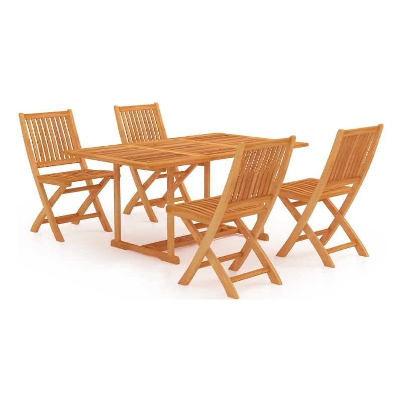 vidaXL Finely Sanded Teak Hardwood Garden Dining Set in Warm Brown