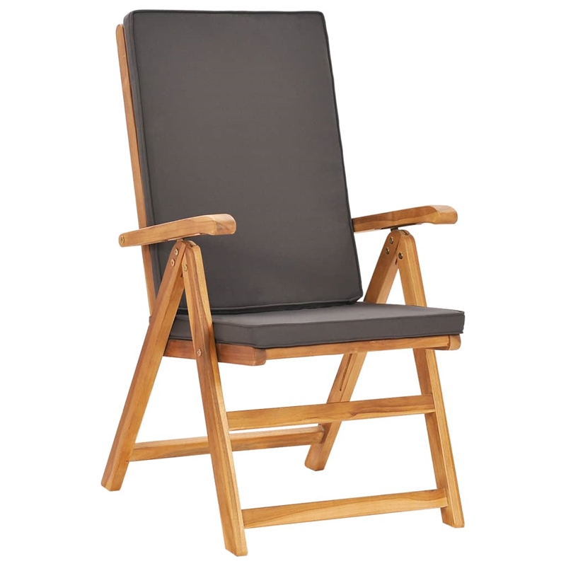 vidaXL Garden Dining Set in Gray Cushions/Natural Teak Wood